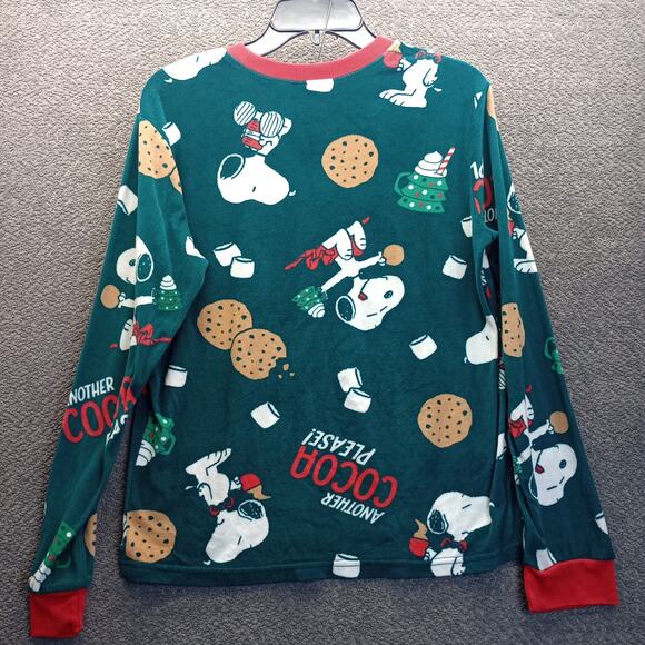 Peanuts Snoopy Christmas Pajamas Set Women’s Fleece Long Sleeve Cocoa Cookies - Picture 6 of 7